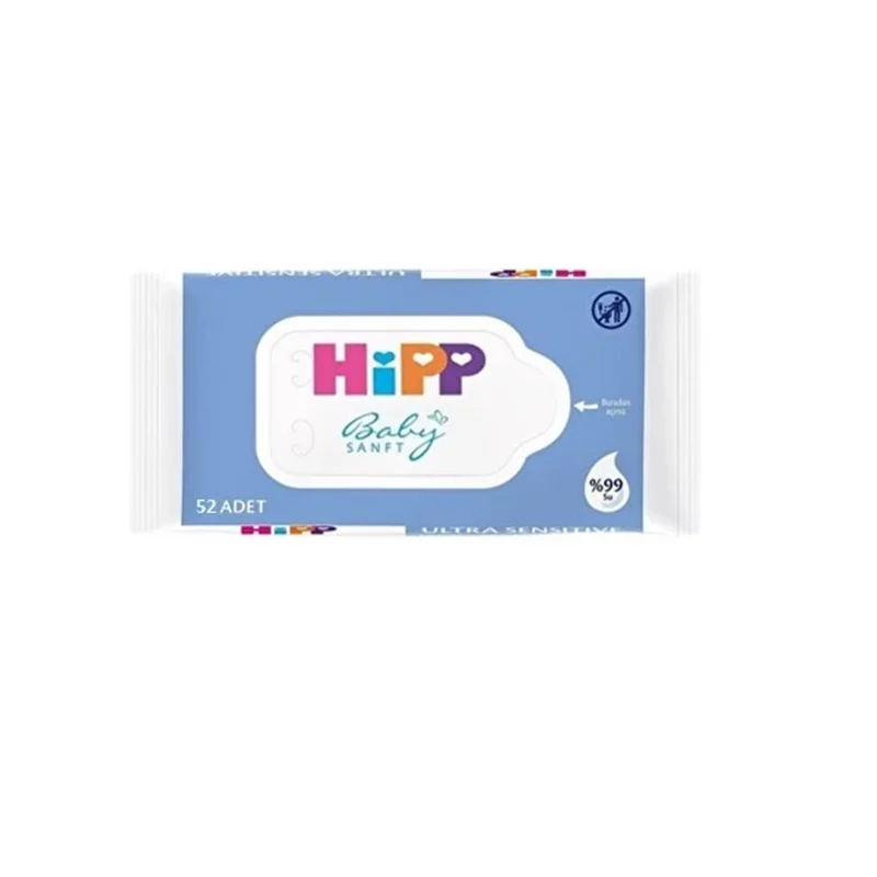 دستمال مرطوب بر پایه آب کودک بسته 52 عددی هیپ Hipp