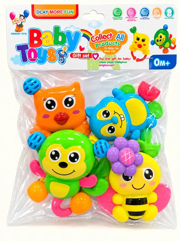 ست جغجغه حیوانات رنگی کودک | Colorful Animal Baby Rattle Set