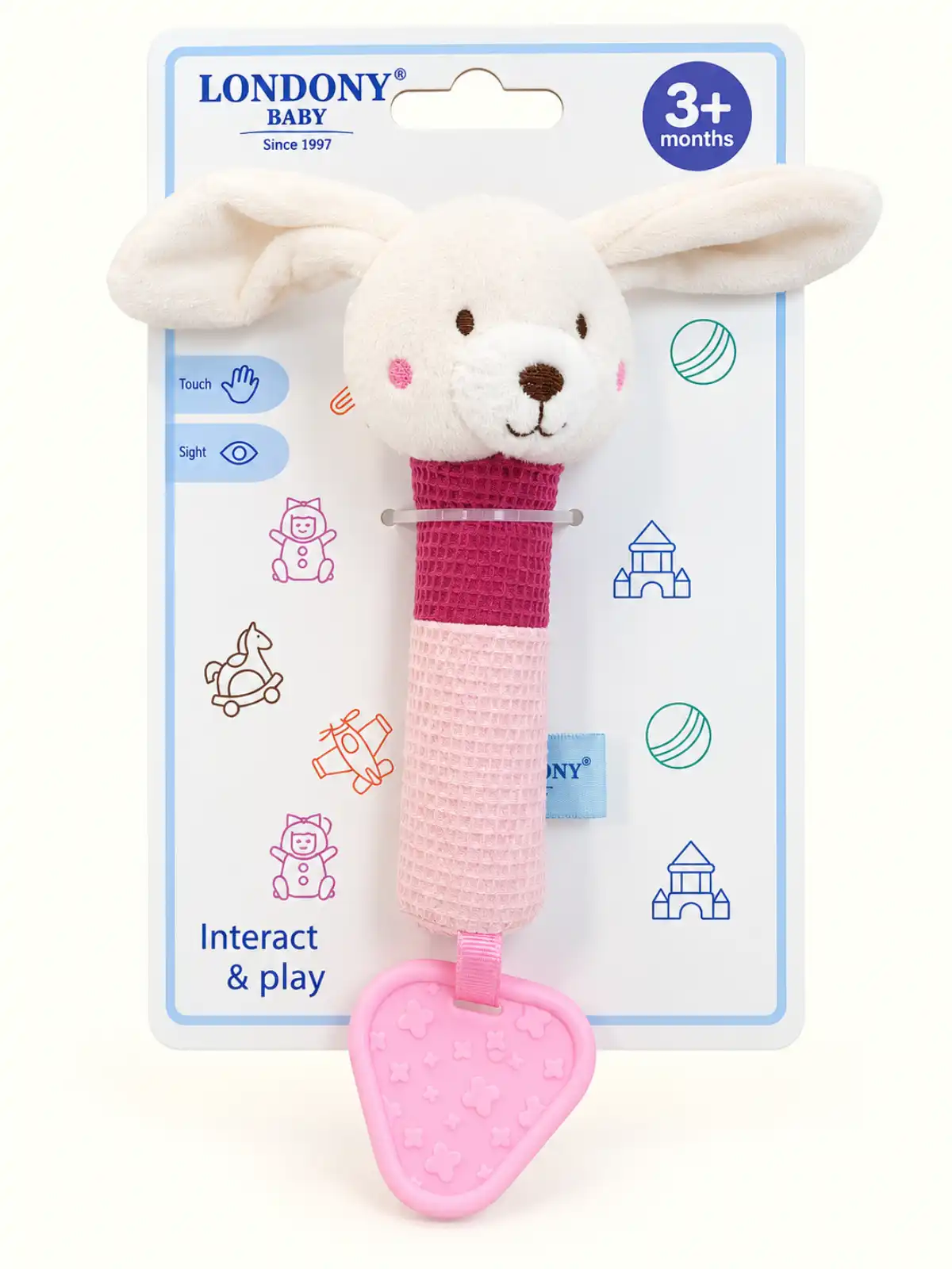 جغجغه عروسکی خرگوش کودک | Bunny Plush Baby Rattle