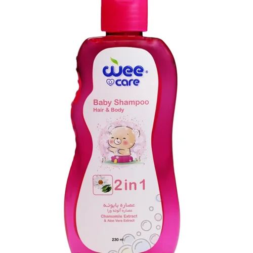 شامپو سر و بدن کودک مدل عصاره آلوئه ورا و عصاره بابونه حجم 230 میلی لیتر وی کر wee care