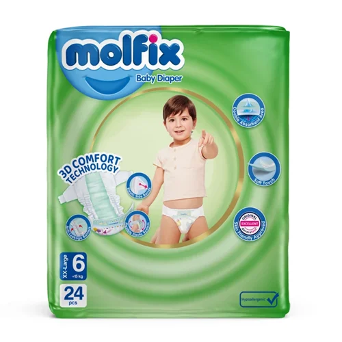 پوشک کودک مولفیکس سایز 6 بسته 24 عددی