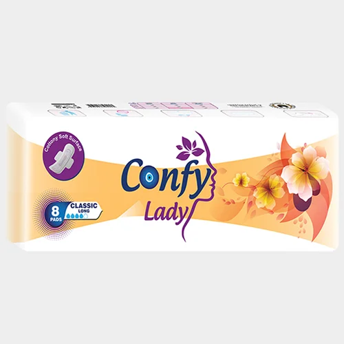 نوار بهداشتی بالدار کلاسیک کتان بزرگ 8 عددی کانفی لیدی CONFY LADY