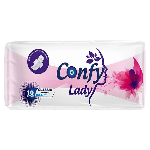نوار بهداشتی بالدار کلاسیک کتان نرمال 10 عددی کانفی لیدی CONFY LADY