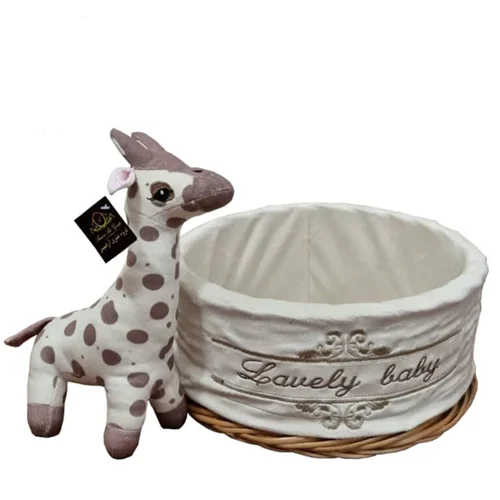 سبد حصیری لوازم بهداشتی کودک طرح زرافه