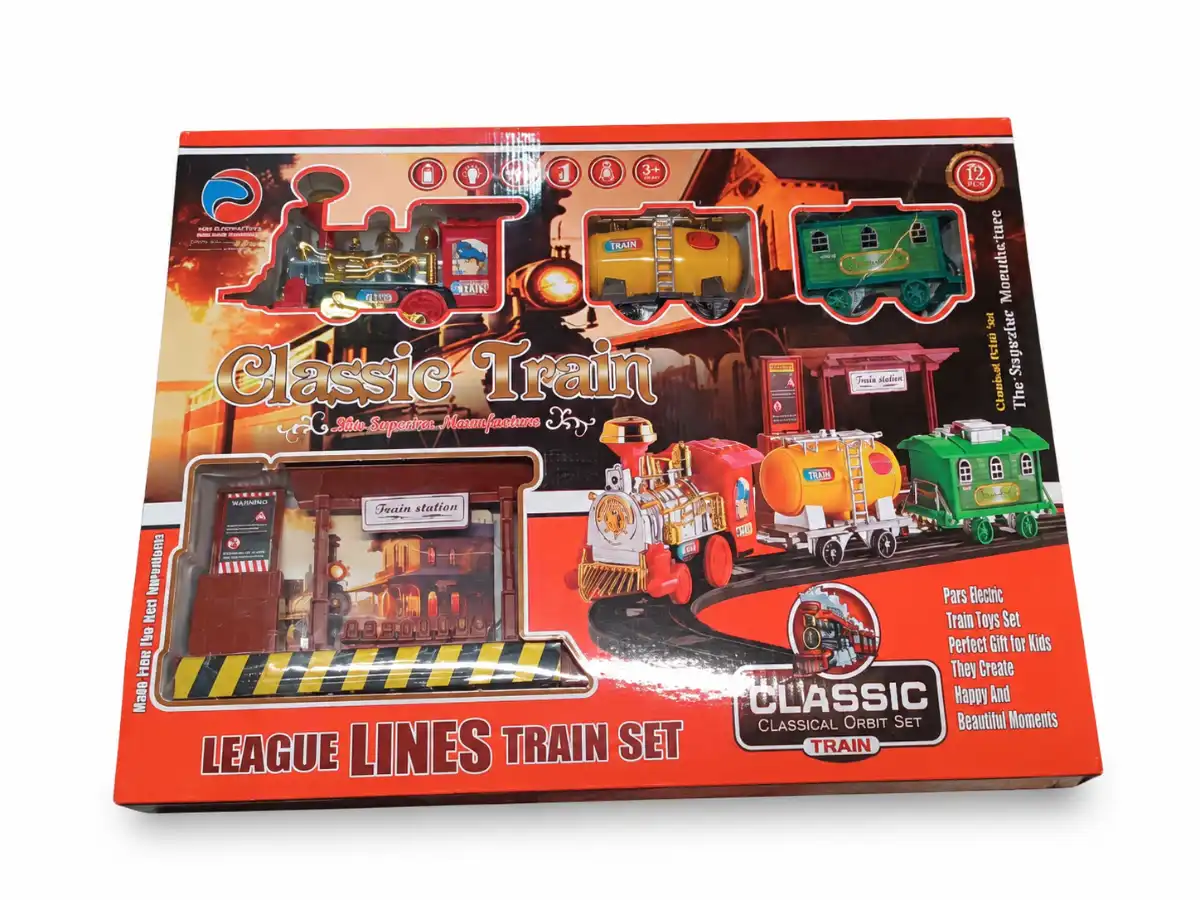قطار اسباب بازی ریلی کلاسیک ۱۲ تکه مدل Classic Train با لوکوموتیو و واگن