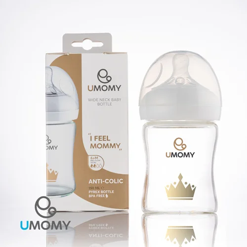 شیشه شیر گلد پیرکس دهانه عریض 150 میلی لیتر یومامی UMOMY