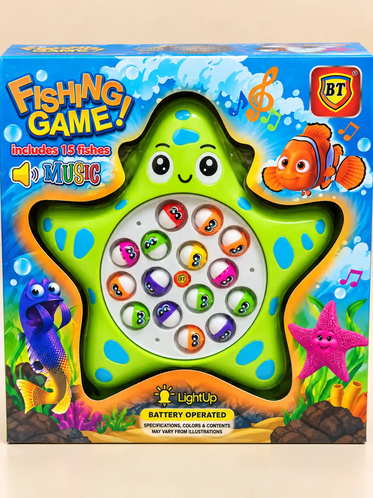 بازی ماهیگیری موزیکال BT طرح ستاره دریایی با ۱۵ ماهی | Fishing Game