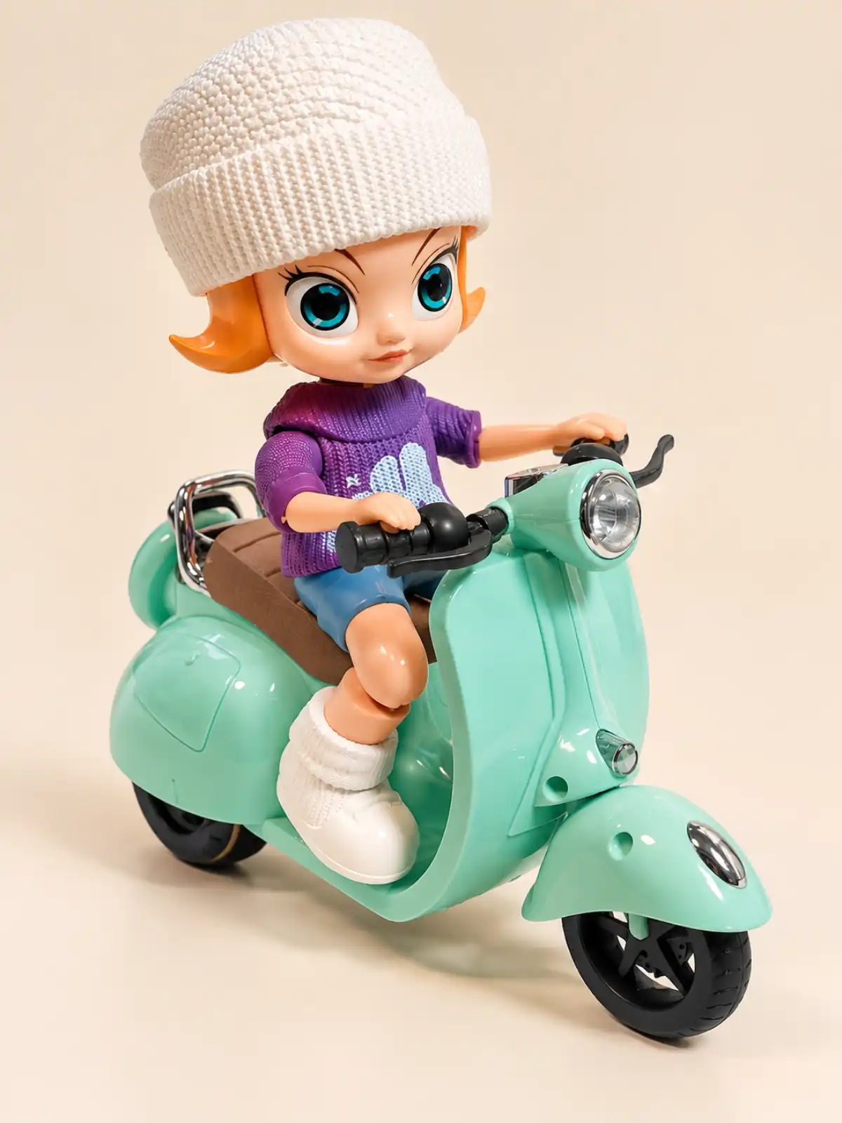 عروسک دختر موتور سوار با اسکوتر وسپا | Girl Doll with Vespa Scooter