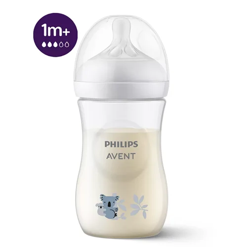 شیشه شیر نچرال ریسپانس ۲۶۰ میلیلیتر طرح دار فیلیپس اونت AVENT