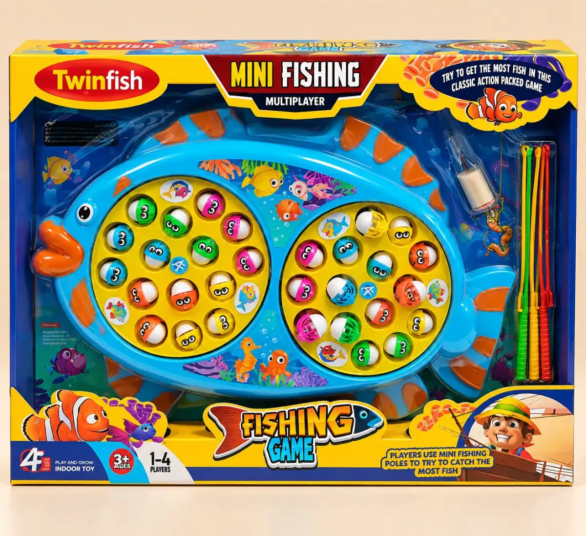 بازی ماهیگیری دو صفحه‌ای توین فیش Twinfish مدل Mini Fishing Multiplayer