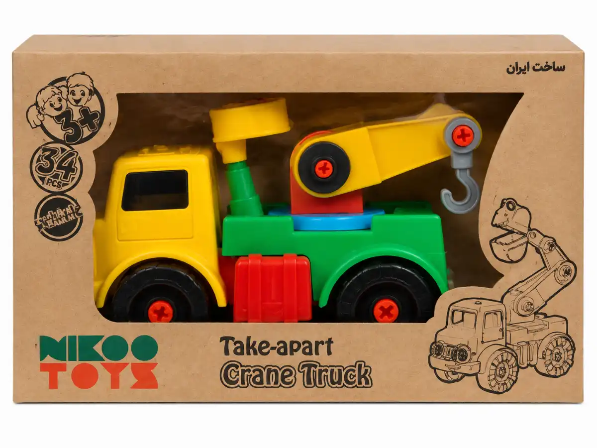 کامیون جرثقیل ساختنی نیکو تویز ۳۴ قطعه | Nikoo Toyz Take-Apart Crane Truck