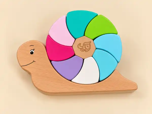 پازل مونته‌سوری چوبی حلزون Montessori Wooden Snail Puzzle