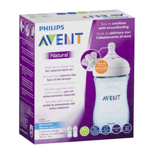 شیشه شیر Natural فیلیپس اونت 260 دوتایی AVENT