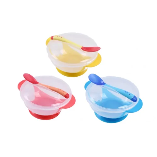ظرف غذای چسبان نوزادی به همراه قاشق حرارتی برند چیکو CHICCO