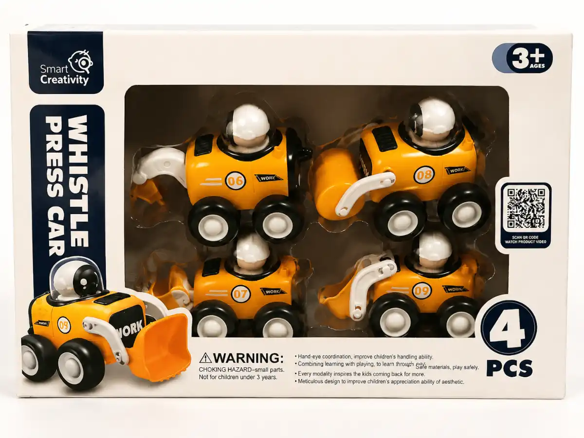 ست ماشین اسباب بازی راهسازی ۴ عددی | Whistle Press Car 4 PCS