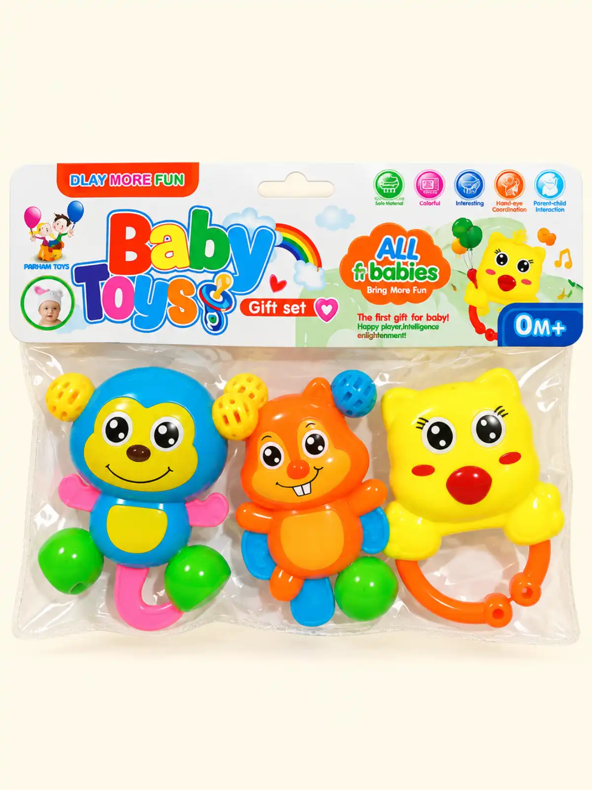 ست جغجغه حیوانات رنگی کودک | Colorful Animal Baby Rattle Set
