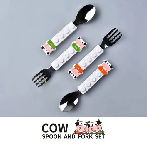 ست قاشق و چنگال  کودک طرح گاو فانتزی cow
